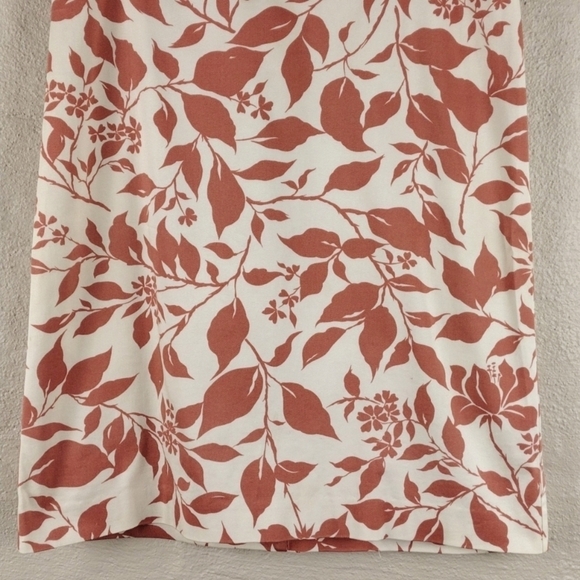 Brooks Brothers 346 Orange White Leaf Pattern Above The Knee Zipper Back Skirt - Picture 3 of 11